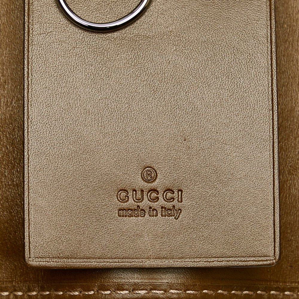GUCCI Shima 6 Row Key Case 138077 Khaki Leather Men's - Picture 7 of 10